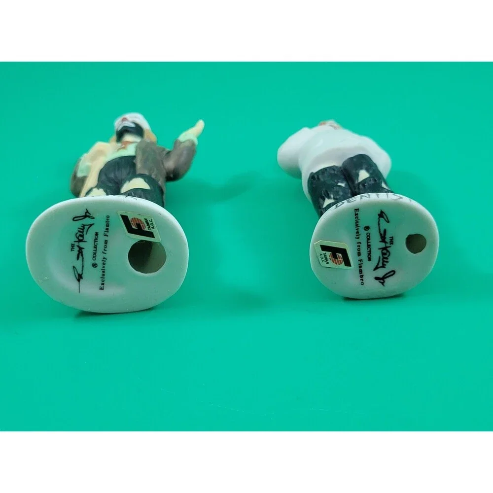 LOT of 2 Vintage Clowns Ceramic Emmett Kelly Jr Hobo Ornaments Dentist Skiier